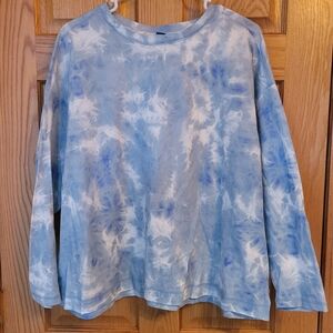 Blue Tie-Dye Long Sleeve Top